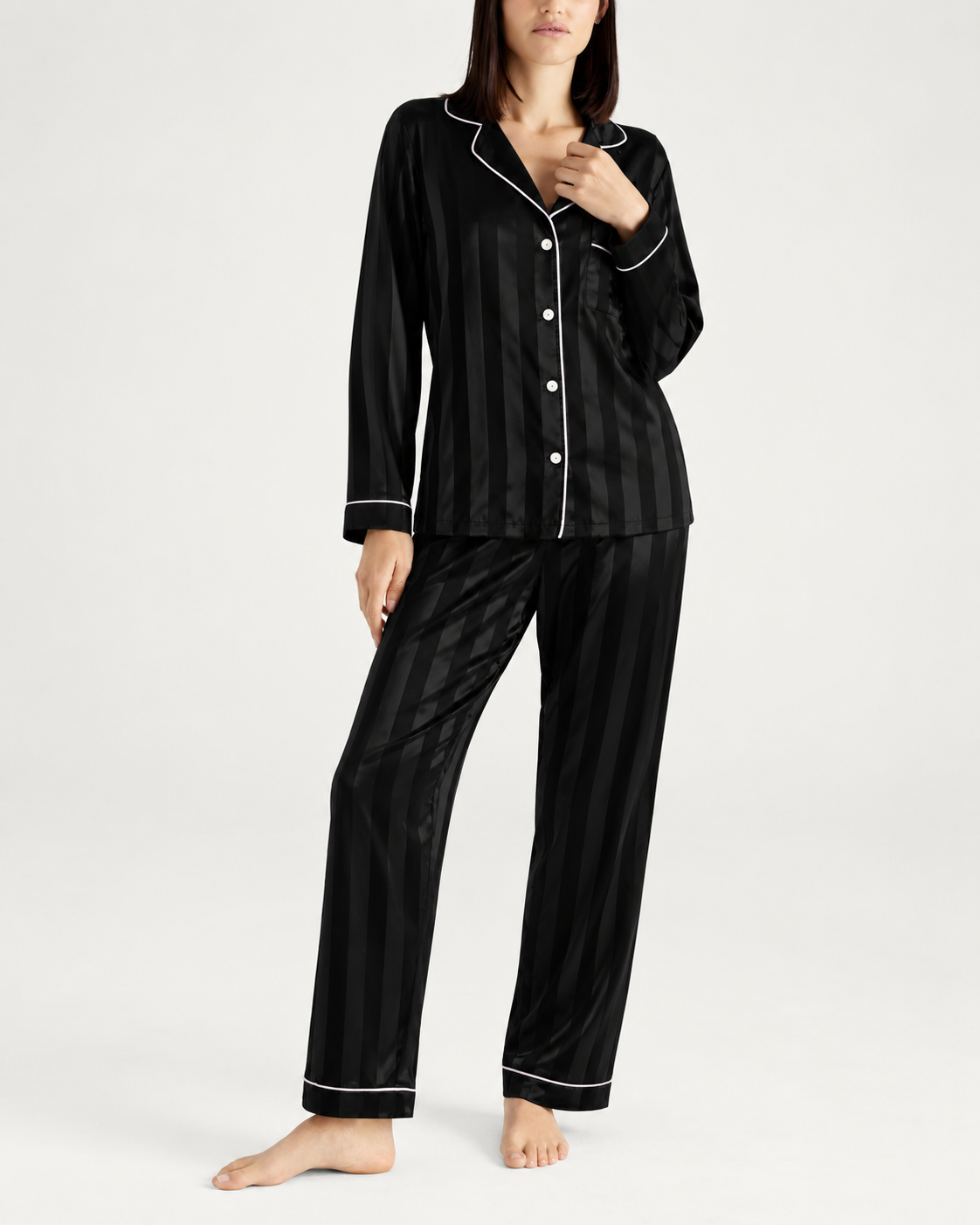 Striped Satin Pajama Set